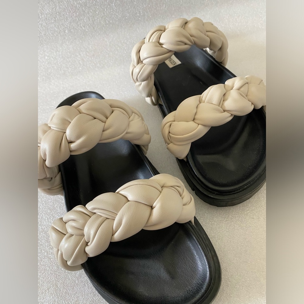 Steve Madden Womens Choice Woven Faux Leather Flatform Sandals size 9